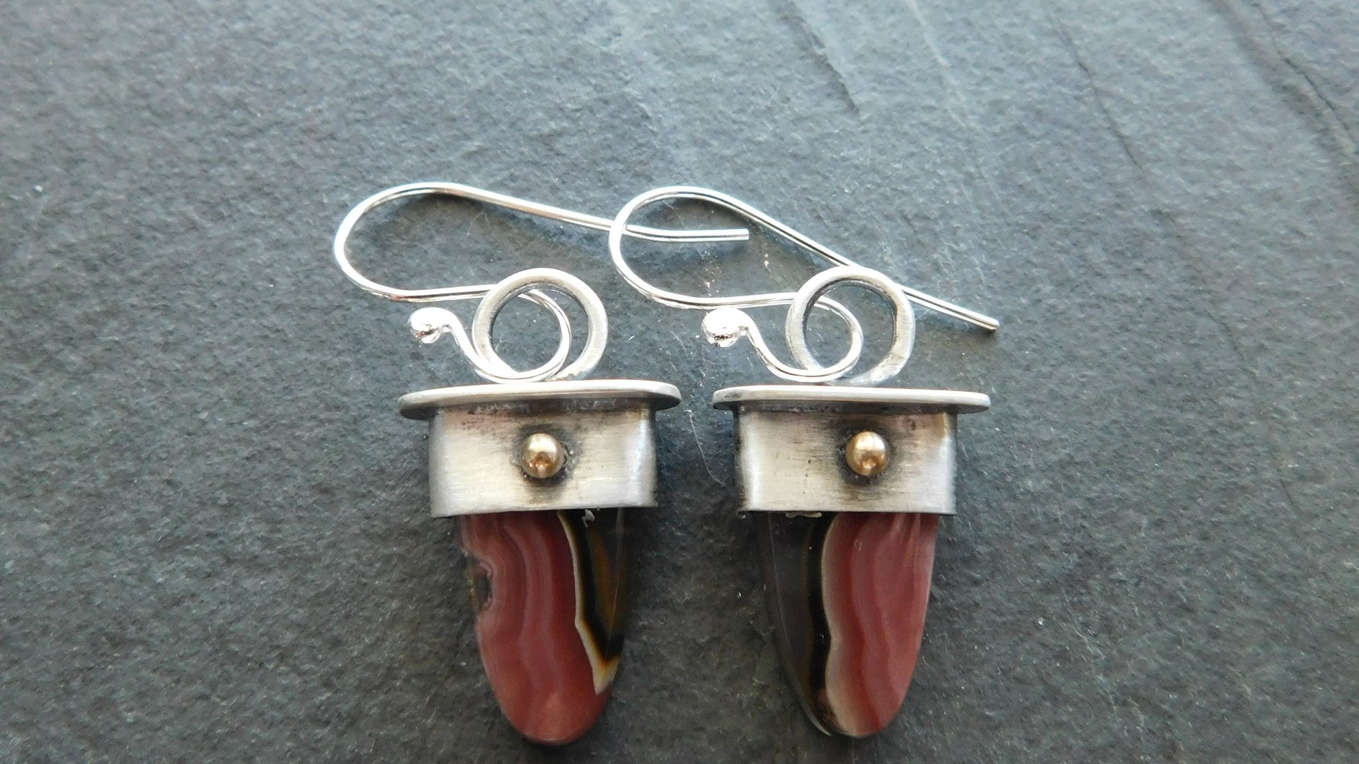 Agua Nueva Agate Mixed Metal Sterling Silver 14K Gold Dangle Earrings