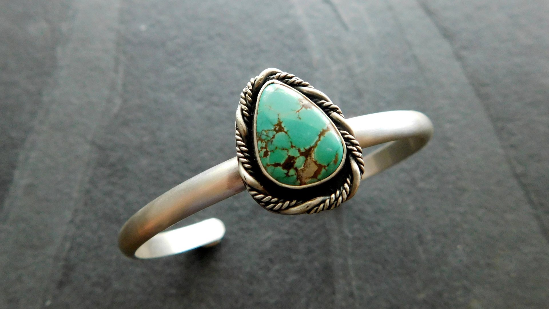 American Turquoise Cuff, Oxidized Sterling Silver, Green Turquoise Bracelet, Southwestern Design