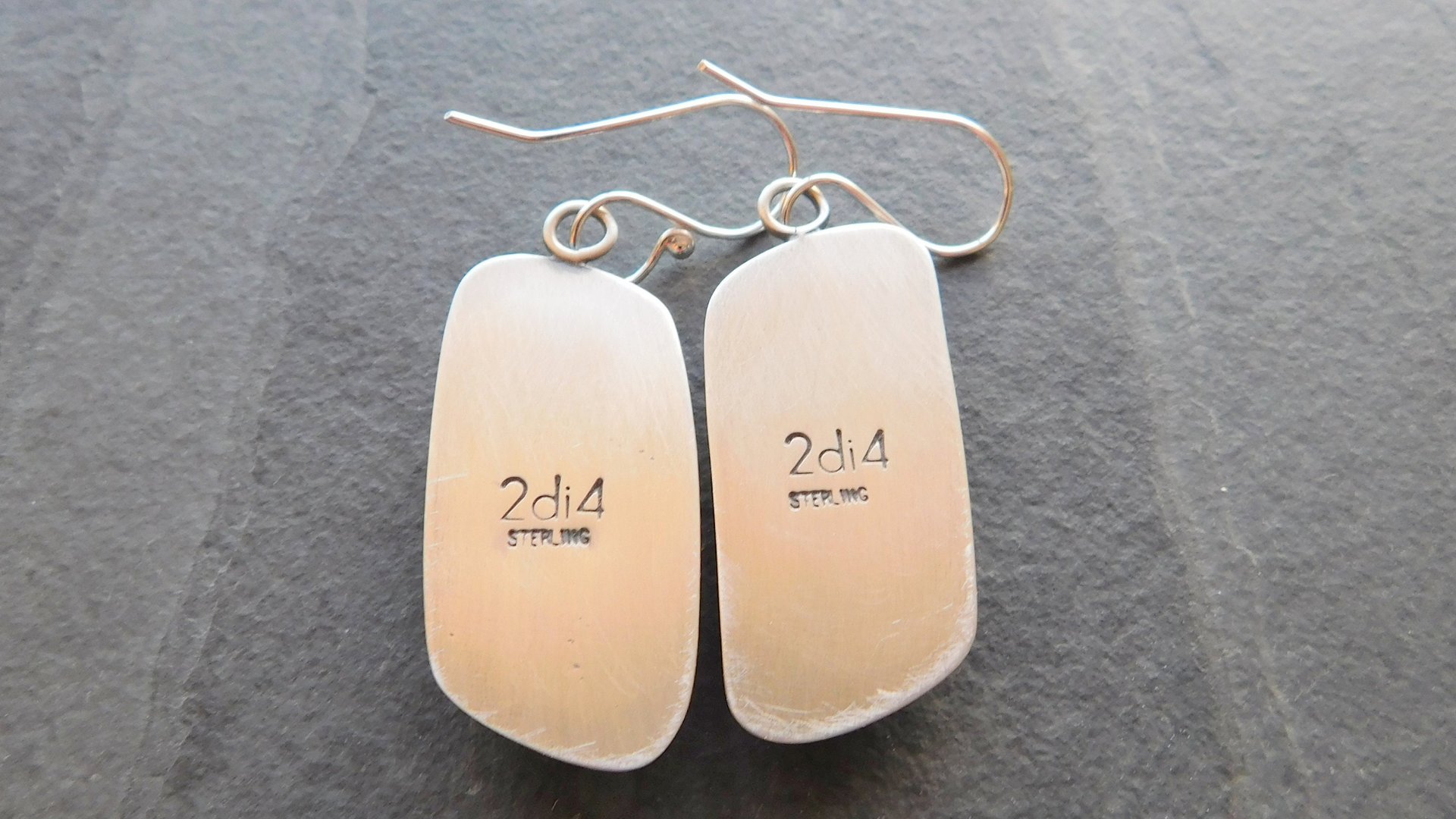 Teal Green Imperial Jasper Ocean Scene Stone Sterling Silver Dangle Earrings