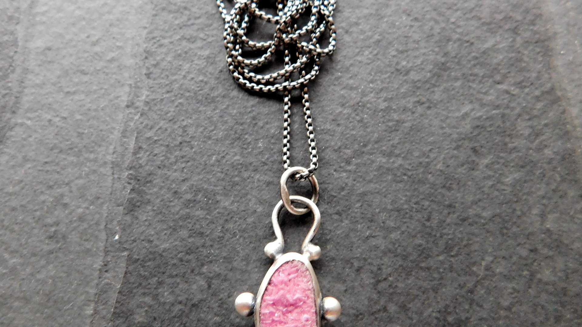 Hot Pink Cobalto Calcite Natural Drusy Sterling Silver 14K Gold Minimalist Pendant Necklace