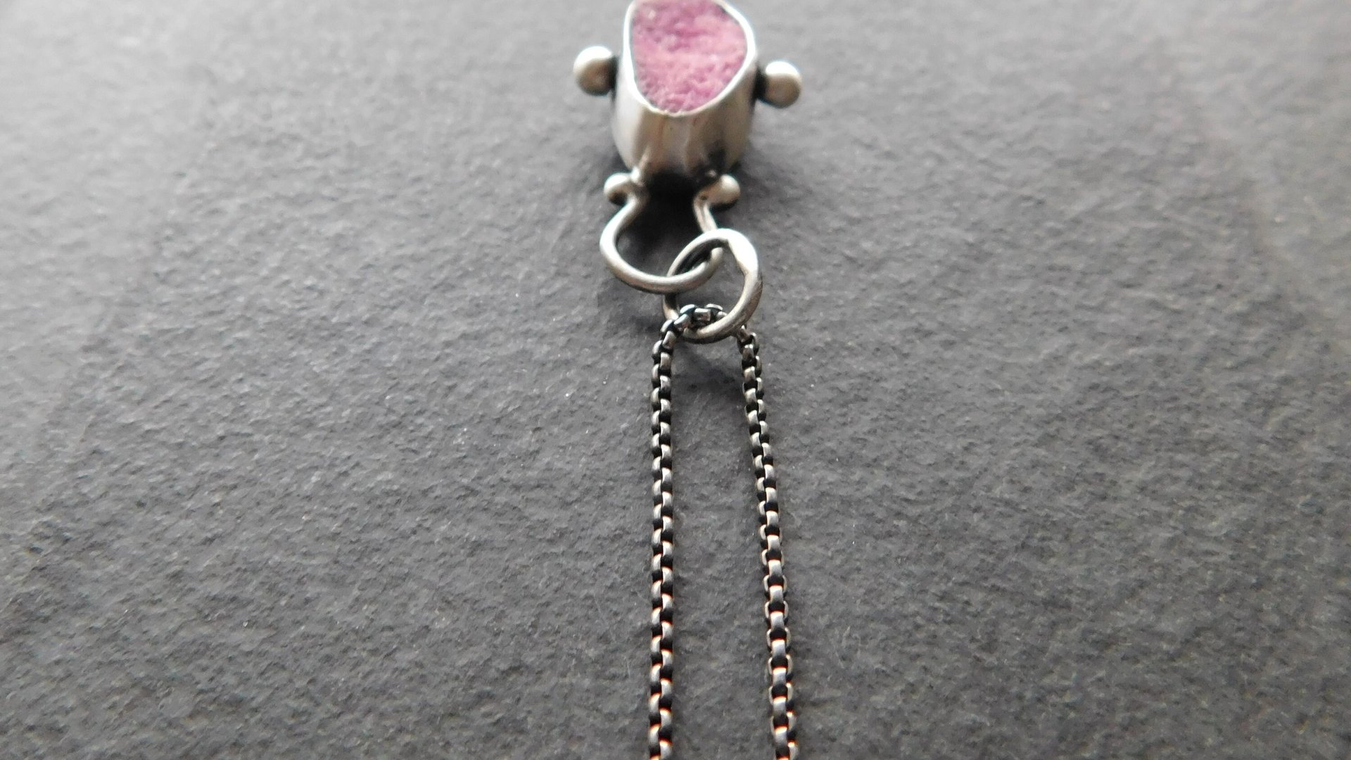 Hot Pink Cobalto Calcite Natural Drusy Sterling Silver 14K Gold Minimalist Pendant Necklace