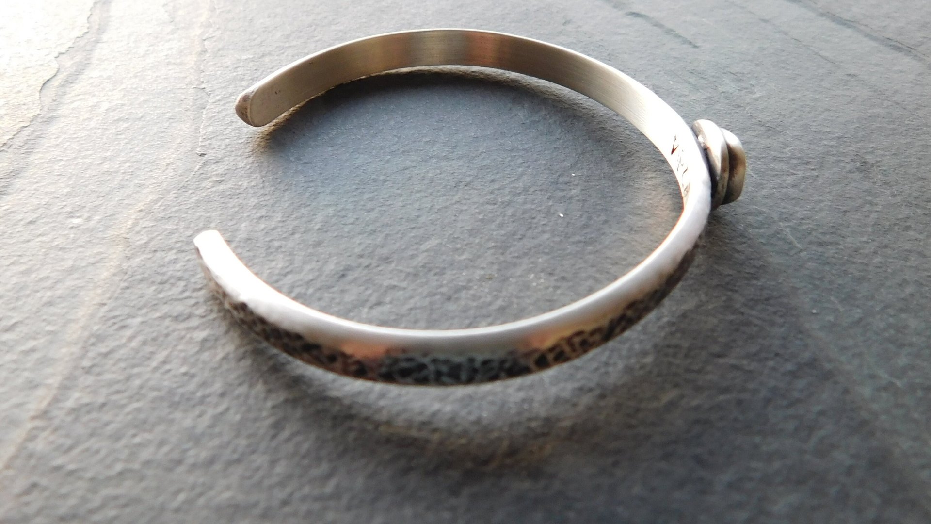 London Blue Topaz Heavy Textured Sterling Silver Stacking Cuff Bracelet