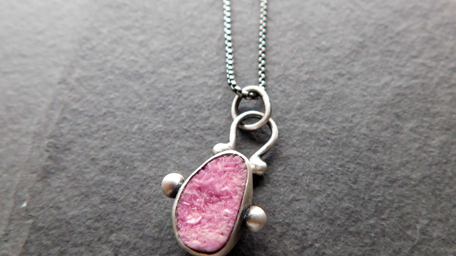 Hot Pink Cobalto Calcite Natural Drusy Sterling Silver 14K Gold Minimalist Pendant Necklace