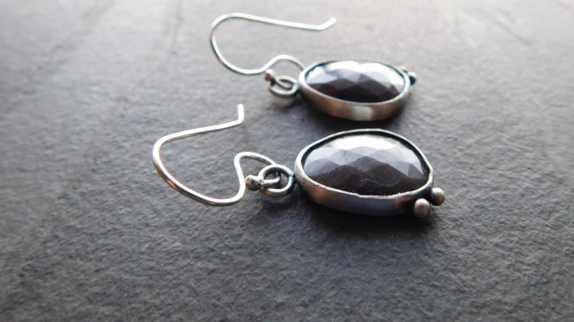 Rosecut Grey Sapphire Sterling Silver Dangle Earrings