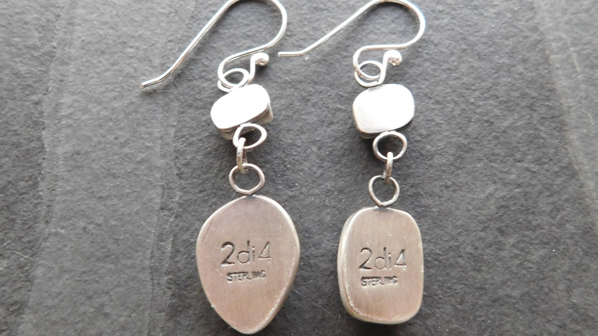 Peach Moonstone Lime Green Tourmaline Oxidized Sterling Silver Mismatched Dangle Earrings