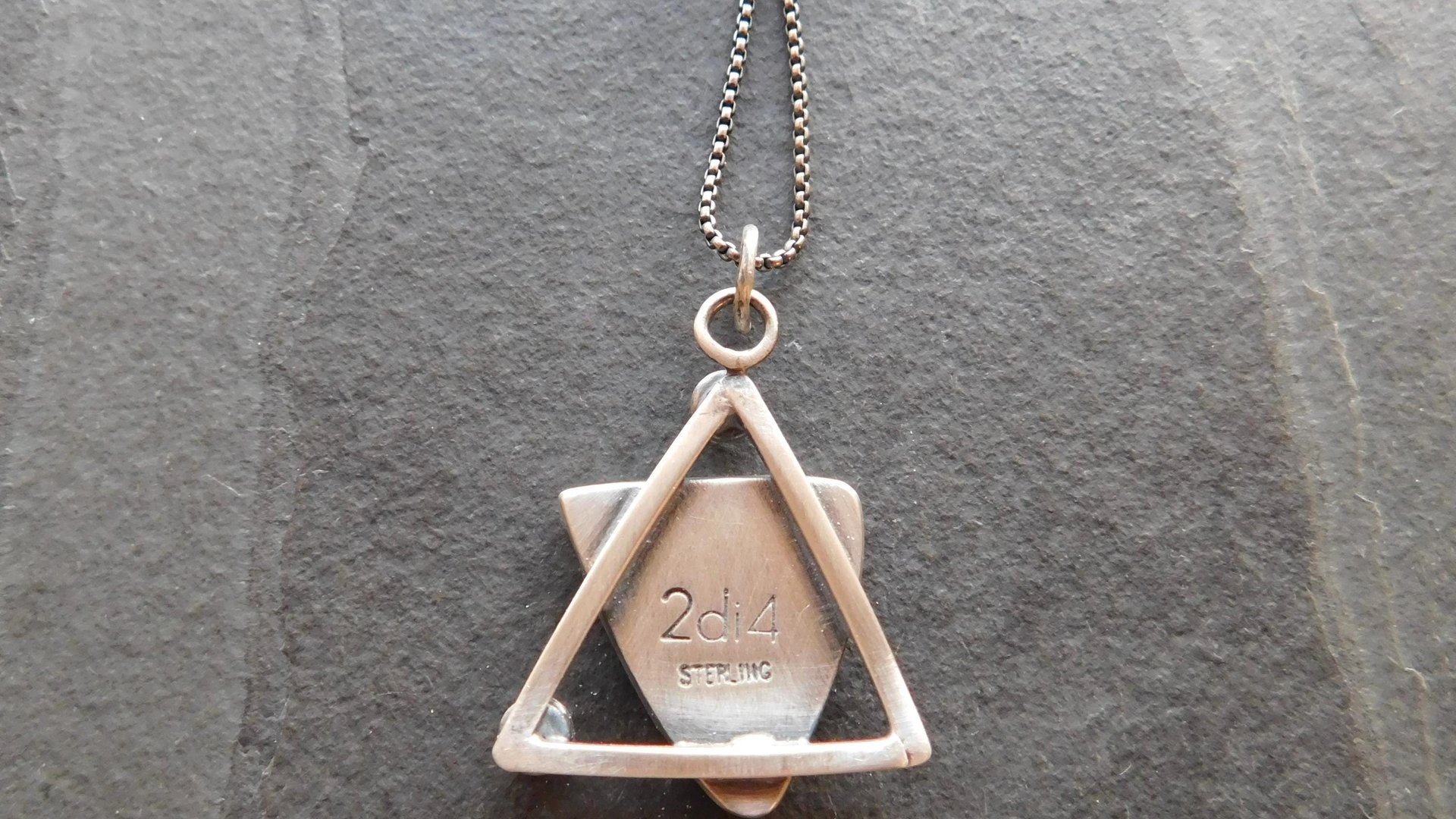 Red Yellow Fordite Detroit Agate Garnet Citrine Oxidized Sterling Silver Modernist Asymmetrical Pendant Necklace