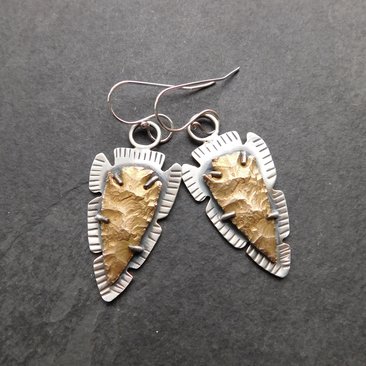 Bronze Arrowhead Modern Southwest Sterling Silver Earrings