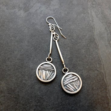 Sterling Silver Tiny Wire Texture Hoop Dangle Earrings