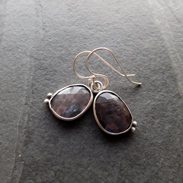 Rosecut Grey Sapphire Sterling Silver Dangle Earrings